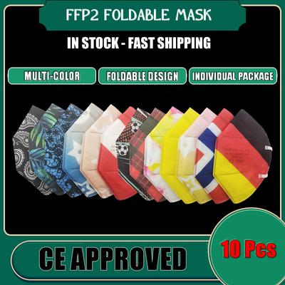 10 шт. FFP2 складной одноразовый цветной респиратор от пыли 5-слойный фильтр футбольный мяч для полировки ежедневная защита от дымки