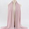 Women's Solid Color Pearl Chiffon Bubble Scarf, Long Silk Headscarf, 70x180cm, Middle Eastern Style