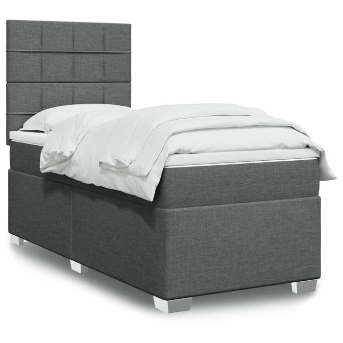 Maison Exclusive - Sommier à lattes de lit avec matelas Gris foncé 100x200cm Tissu
