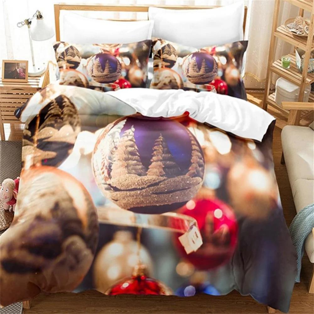 Navidad Plaid Merry Christmas Tree Пододеяльник Twin King Festival Santa Deer Комплект постельного белья из полиэстера Одеяло для взрослых Домашний декор