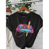 Hip Hop Vintage 80s Cassette Pencil  Women's Retro Print T-Shirt Soft Crew Neck Short Sleeve Top Shirt