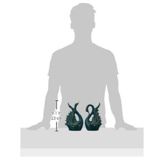 Современная элитная керамическая фигурка в виде пары лебедей | Красивый декор для дома (2 шт., темно-зеленый, средний)