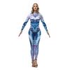 Fish Scale Mermaid 3D Digital Printing One-piece Halloween Costume for Adults Women Party Game Playing Printed Tights Jumpsuit