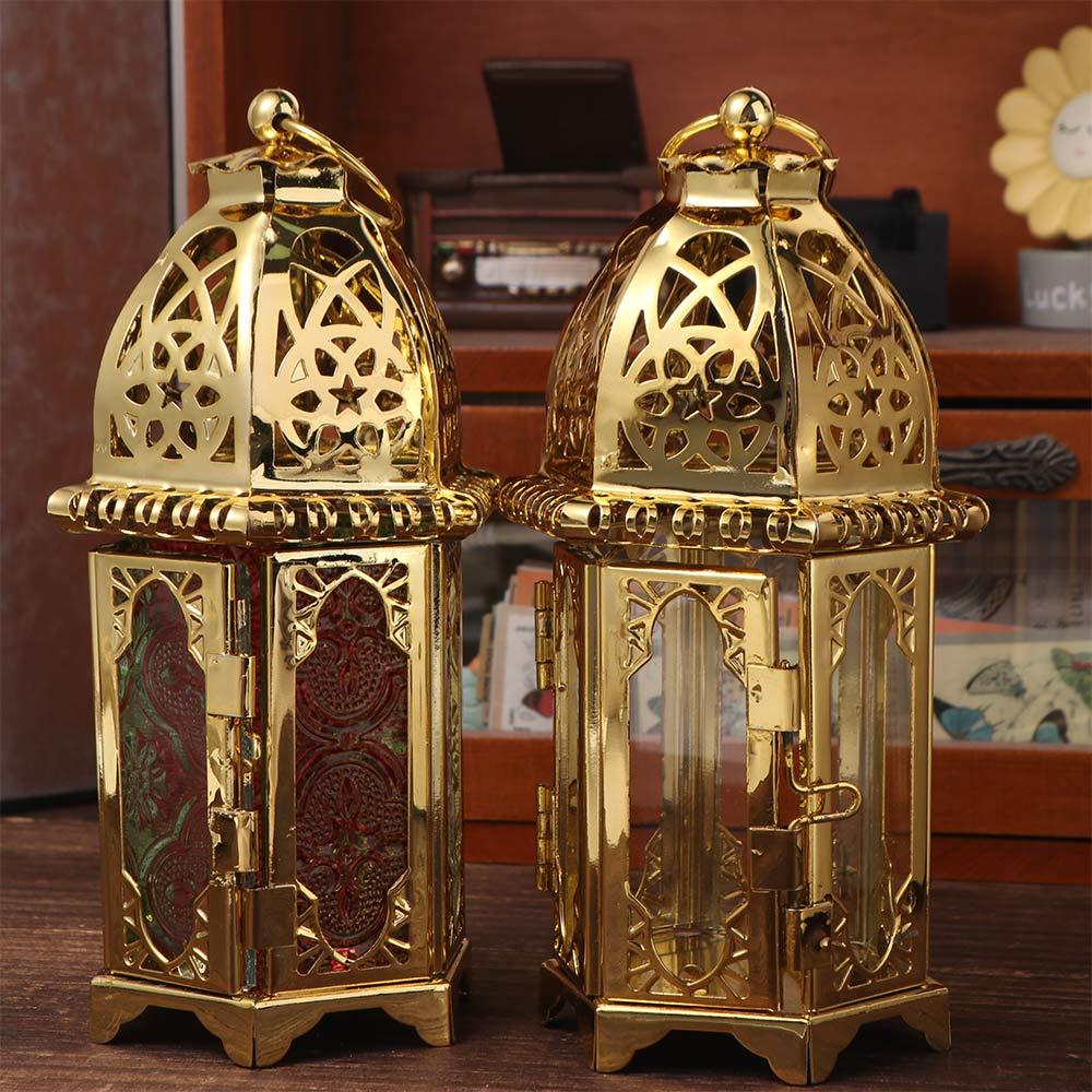 Romantic Candle Holder Colorful Lanterns Moroccan Style Glass Wind Lantern Kitchen