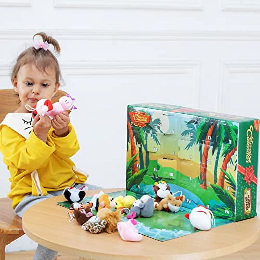 JOYFY 2025 Christmas Advent Calendar 24 Days Countdown Advent Calendar with 24 Stuffed Animals for Kids Girls Party Favors