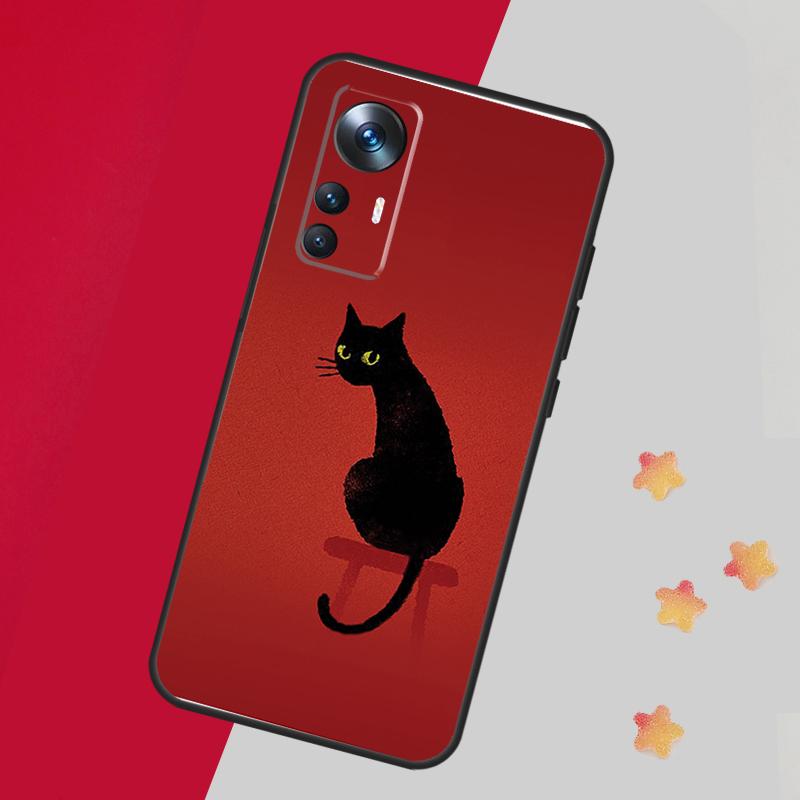Black Cat Face Kitty Case For Xiaomi 14 13 11T 12T 13T Pro 12 Lite 12X POCO X3 X5 Pro X4 F4 M5 M5s F3 F5 Cover