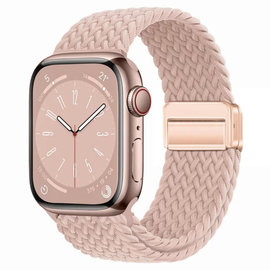 Эластичный радужный нейлоновый плетеный ремешок для Apple Watch с магнитной застежкой