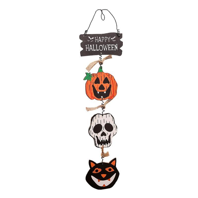 Halloween Front Door Hanging Pumpkin Witch Ghost Flags Sign for Halloween Home Haunted House Door Decorations