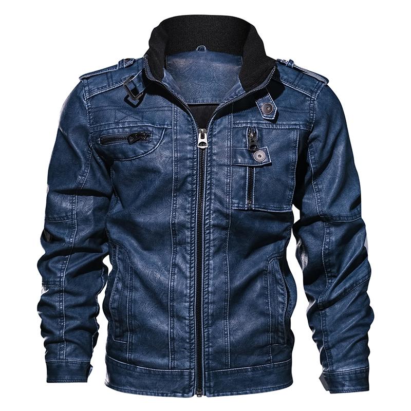 Мужская повседневная кожаная куртка зима-осень Военная Униформа Мотоцикл Байкер Пилот-бомбардировщик Куртки из искусственной кожи