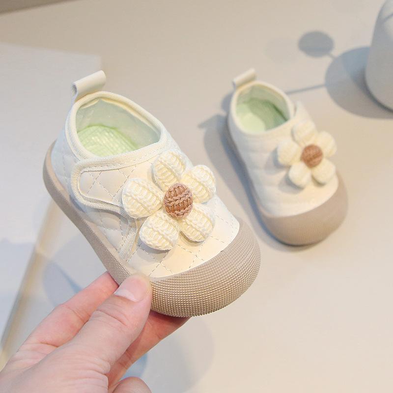 Детские туфли с цветами, милые туфли принцессы, весна и осень 2025, для малышей 0-3 лет, на липучке, обувь для малышей, сокровище для девочки