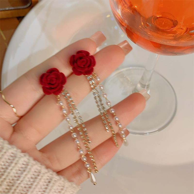 Элегантные женские серьги в корейском стиле с бантиком и бусинами, игла из серебра 925 пробы