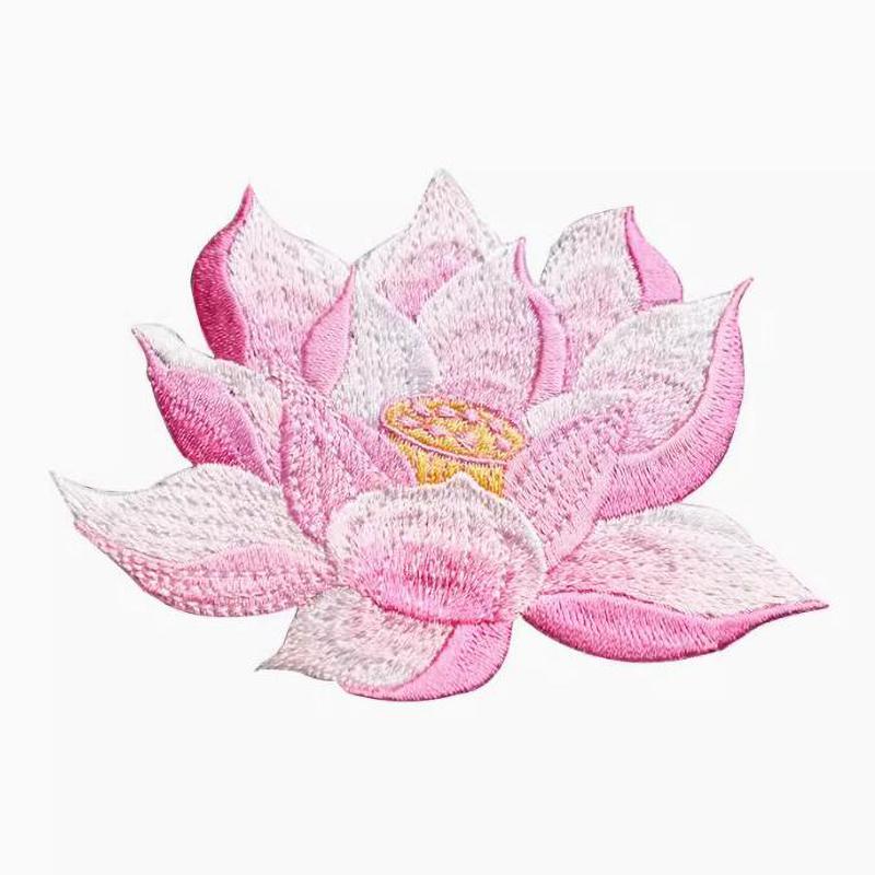 1 шт. Розово-голубые вышитые нашивки в виде цветков лотоса, аппликация, нашивка для одежды, украшение