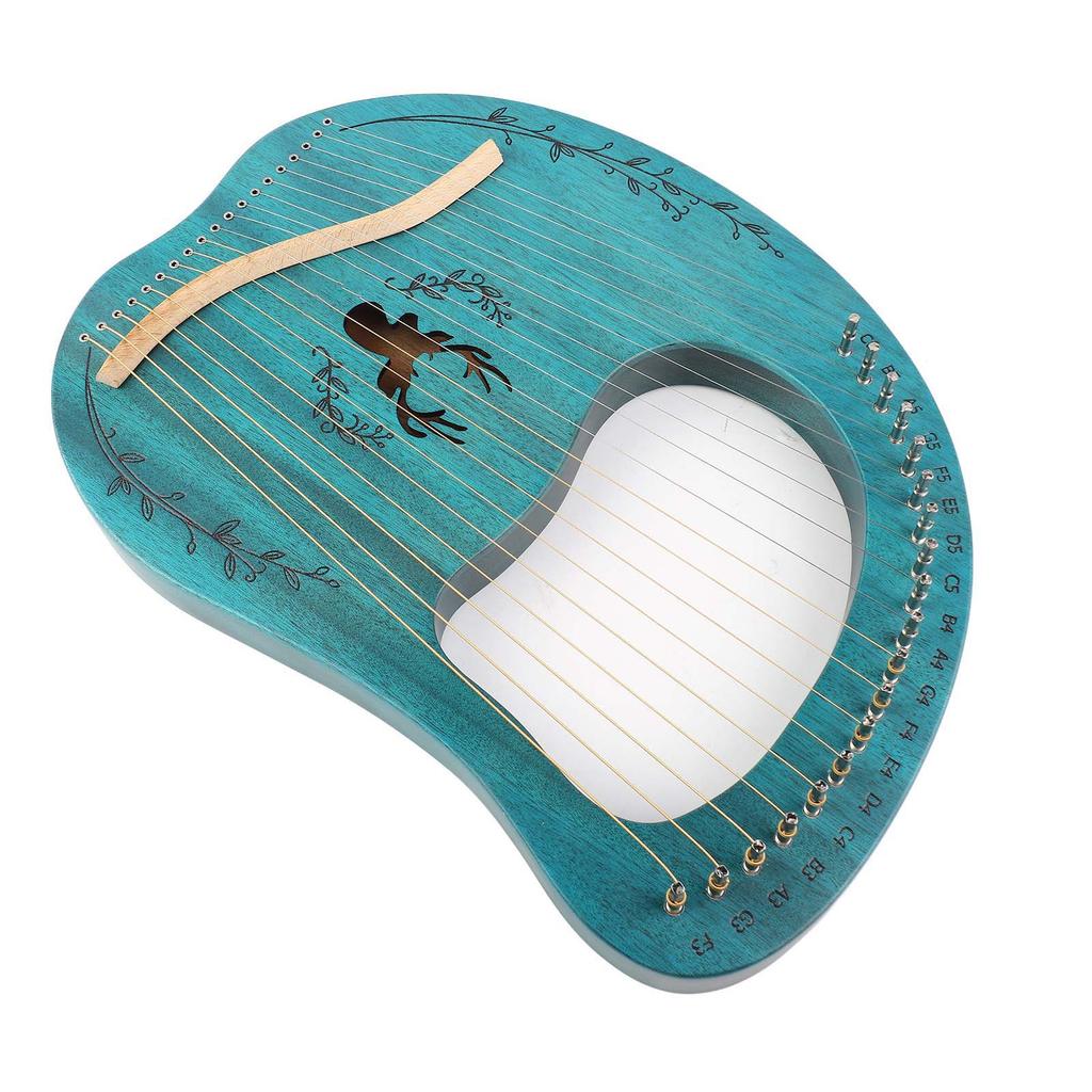 19-струнная лира-арфа Портативная деревянная резонаторная коробка Струнный инструмент с ключом для настройки и медиаторами для начинающих