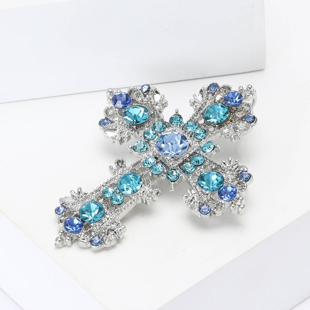 Fashion Creative Alloy Rhinestone Cross Brooch Personality Trend Women'S Clothing Corsage Ornament Pin