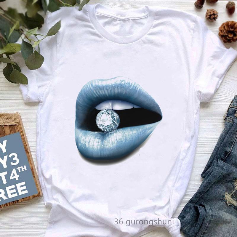 Diva Lips High Shoe Lipstick Print Tshirt Unisex Clothes 2024 Fashion Makeup T Shirt Female Summer Tops Tee Shirt Femme Wholesale