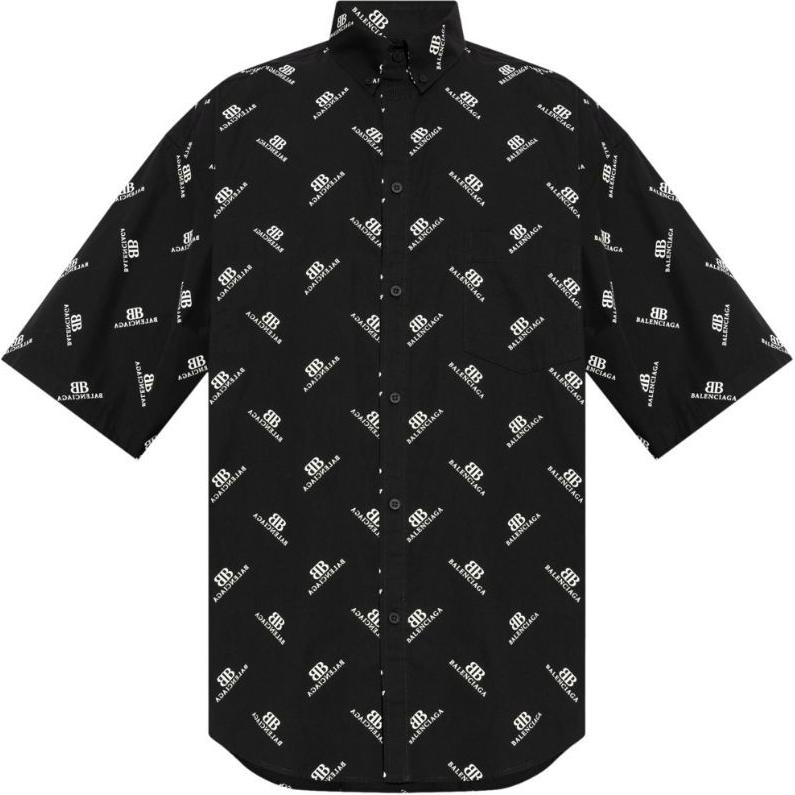 Balenciaga Bb Logo Printed Short Sleeved Shirt 681702TQL141070