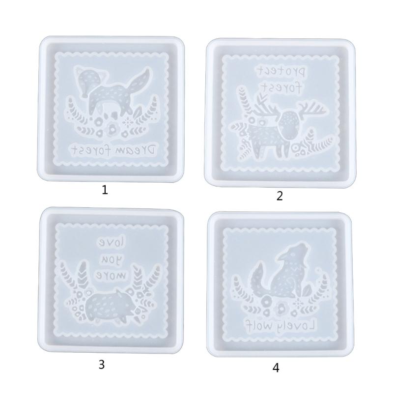 Формы для подставок под стаканы с животными, силиконовые формы для подставок под стаканы, квадратная форма для литья под стаканы из эпоксидной смолы, настенное искусство, домашний декор