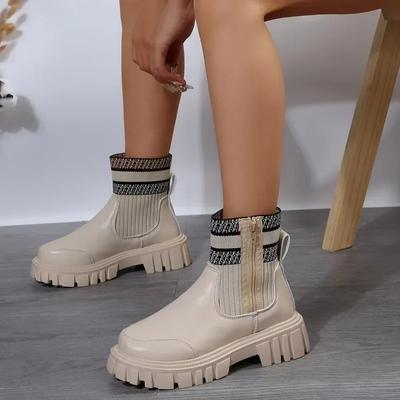 Модные женские ботинки 2024 Зимние современные ботильоны Корейские универсальные туфли для офисной леди Модные ботинки на платформе с боковой молнией