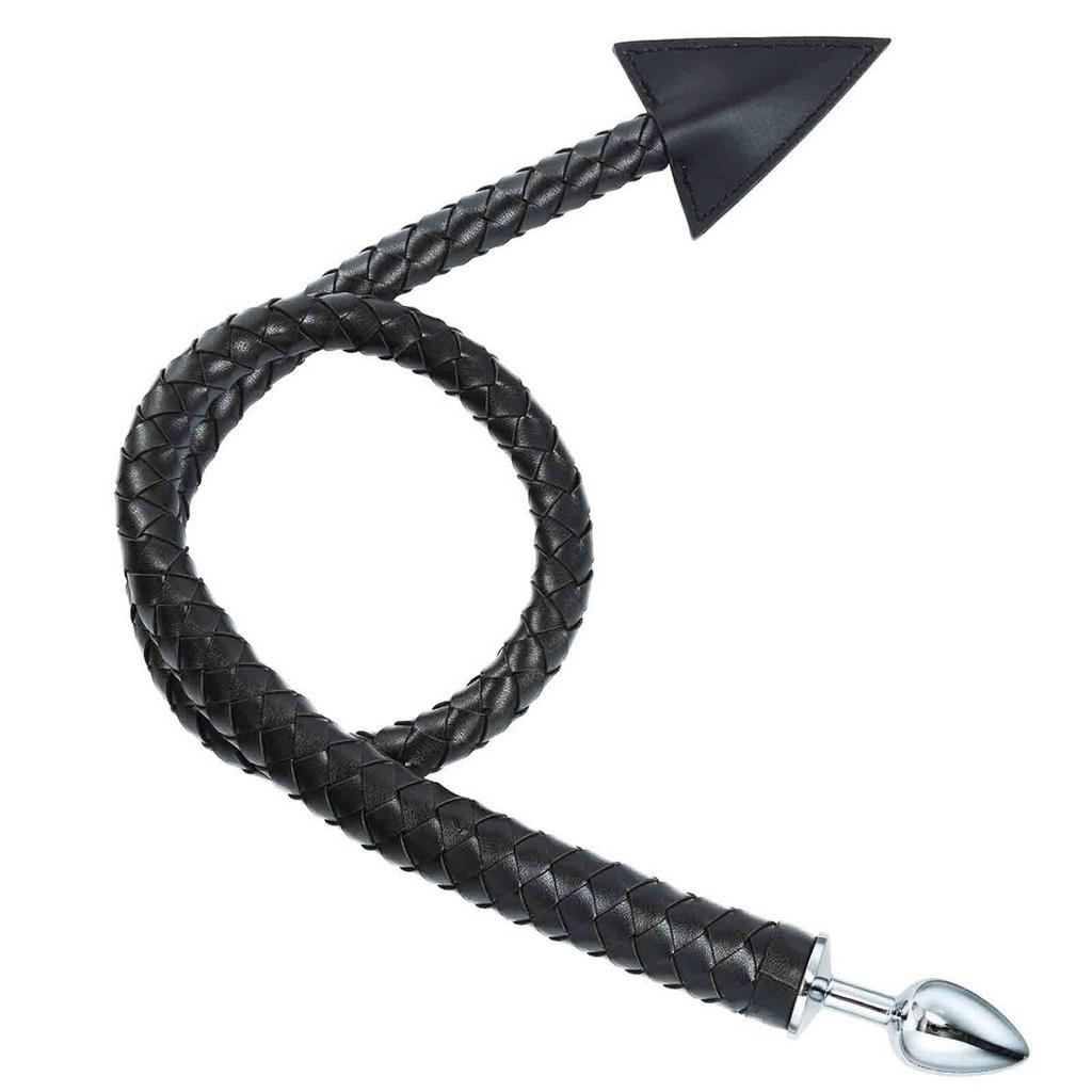 Whip SM Spanking Tail Whip Tail Косплей Маленький Дьявол Ведьма PU Rose Whip Нержавеющая сталь Plug Queen Косплей Костюм Аксессуар Легко ударить Наказание