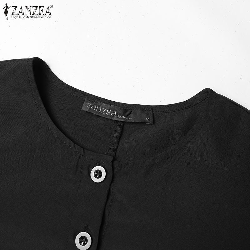 ZANZEA Женское повседневное свободное платье макси с длинным рукавом и круглым вырезом