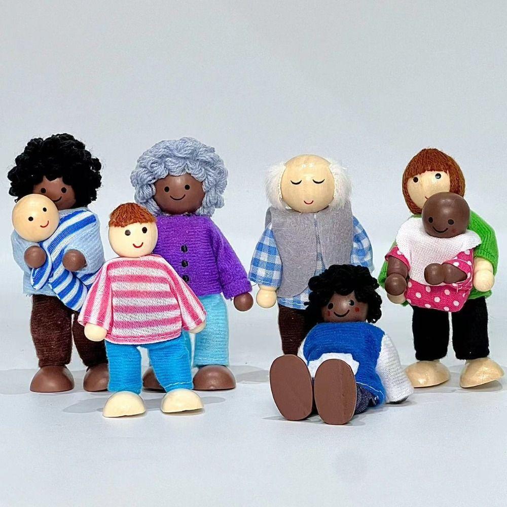 8 шт./комплект Имитация Мини Деревянные Фигурки Семьи Куклы Детские Маппеты Игрушки для Ролевых Игр Мальчики Девочки Подарки