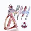 Dog Collar Breathable Adjustable Nylon Puppy Pet Walking Leash Harness Vest for Daily Use