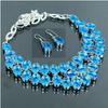London Blue Topaz Oval Shape Gemstone Jewelry Set Statement Necklace Earrings