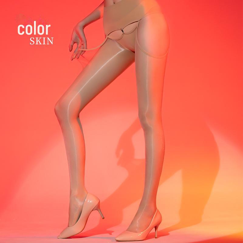 Aurora Shiny Black Silk Garter Stockings with Red Edge - Seamless, Sexy & Removable