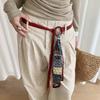 Bohemian Style Cashew Printed Belt Adjustable Silk Tie Design Belt Retro Jacquard Waistband  Pants