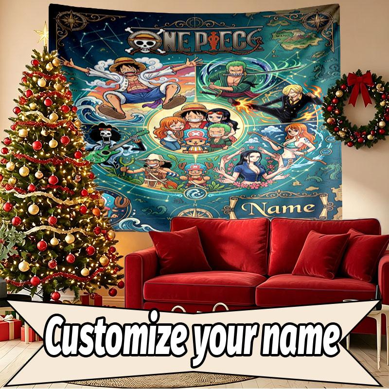 Custom Name Personalized ONE PIECE Print Tapestry, Wall Art Decor, Bedroom, Dorm, Apartment, LivingRoom, Party Backdrop, Gift for Birthday