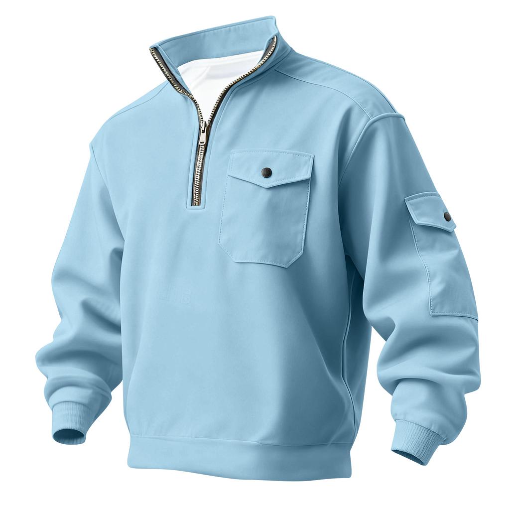 Мужской однотонный свитшот на молнии до середины, мужской спортивный свитшот большого размера в стиле кэжуал