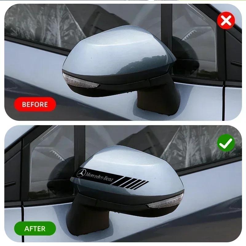 2Pcs Car Rearview Mirror Vinyl Stickers For Mercedes Benz Amg W204 W213 W205 W211 W212 W176 W205 W203 Auto Exterior Accessories
