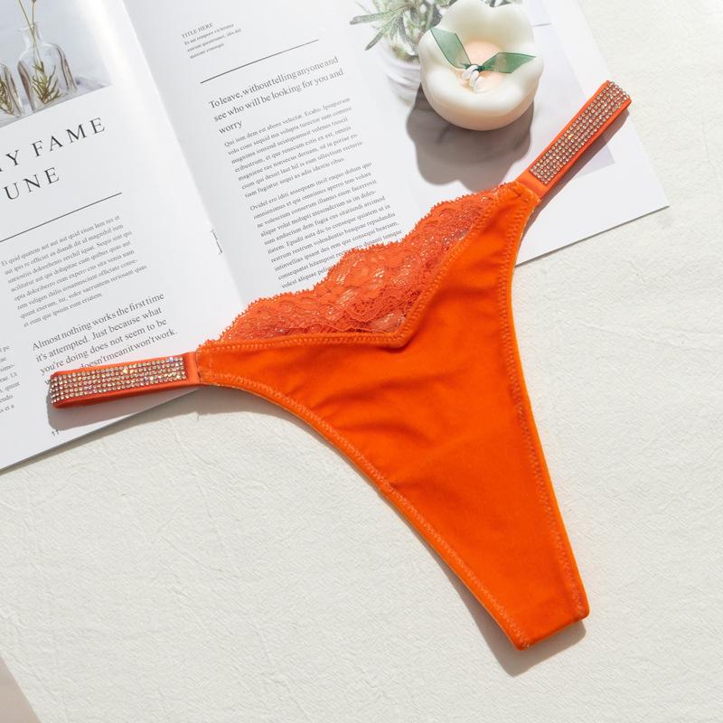 Women Fashion Velvet Low Rise T Back Underpanties Sexy Thongs Women's Panties Rhinestone Lingerie