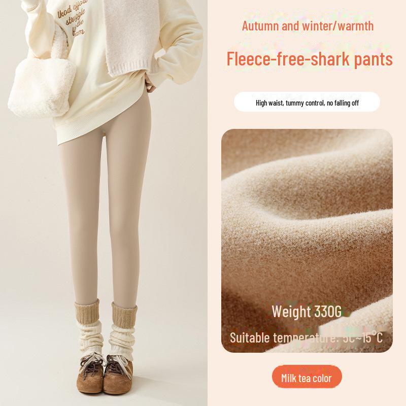 Женские плюшевые леггинсы: Утепленные брюки из овчины и хлопка 2024 года на осень и зиму.
