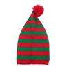 Knitted Christmas Hat For Adults Unisex Cute Green Red Striped Xmas Hat For New Year Festive Party