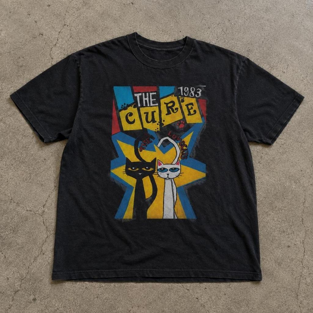 Summer New Vintage Rock Punk T Shirts Retro Band The Cure Graphic T Shirt Casual Loose Streetwear Print Tshirt Fans Gift Unisex