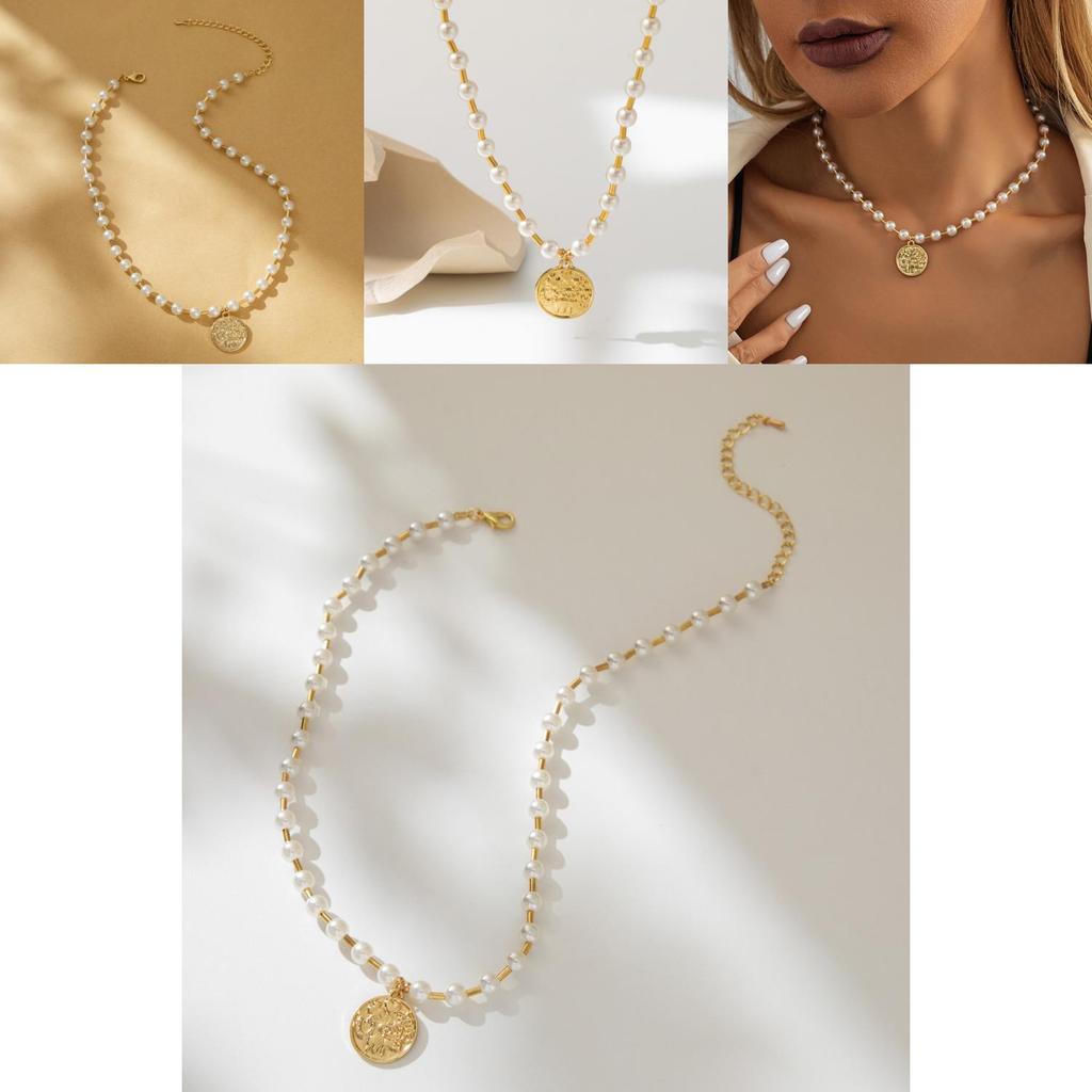 Модное, стильное и креативное ожерелье с подвеской из искусственного жемчуга и медной трубки для женщин, осенний уличный стиль 2023 года.