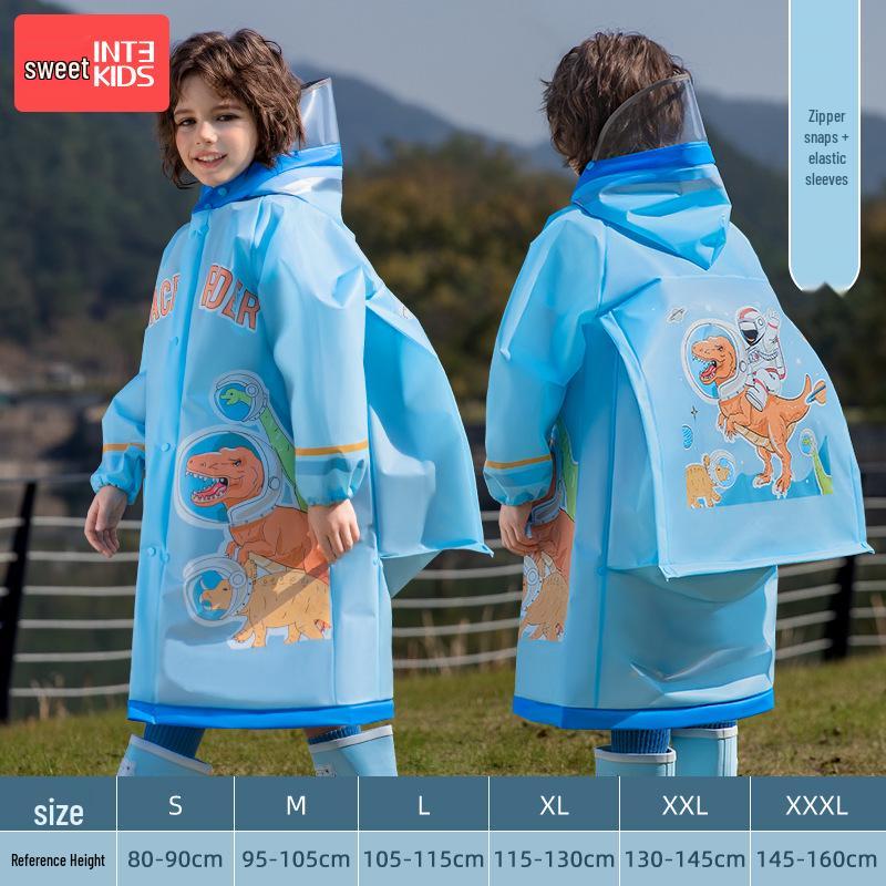 2025 Новый водонепроницаемый плащ для девочек на всю длину тела для начальной школы, надевается поверх рюкзака