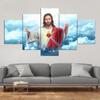 Christian Religious Jesus God 5 Pcs Wall Art Canvas Posters Paintings for Living Room Bedroom Home Decor Pictures Decoration