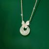 S999 Pure Silver Chalcedony Safety Buckle Pendant Butterfly Sterling Silver Necklace Female Light Luxury Minority Clavicle Chain Necklace