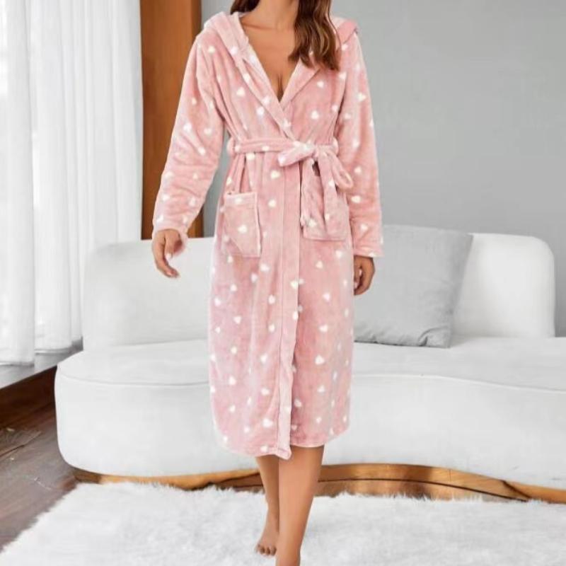 Однотонная плюшевая плотная и приятная для кожи мягкая ночная рубашка для дома на осень и зиму