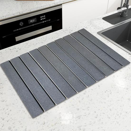 Diatom Ooze Bathroom Mat Anti-Slip Foldable Quick Water Absorbent Bathroom Rug Foldable