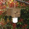 Wood House Carpenter Bee Trap with Clear Bottle Outside Natural Wood Boring Bee Trap Weather-proof Outdoor Hanging Bee Catcher
