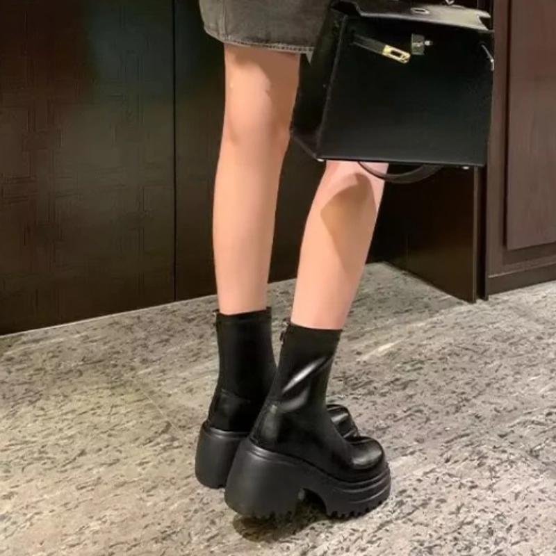 2024 Весна и Осень Лидер продаж Женская обувь Высококачественные однотонные круглые носки на низком каблуке Короткие женские модные ботинки