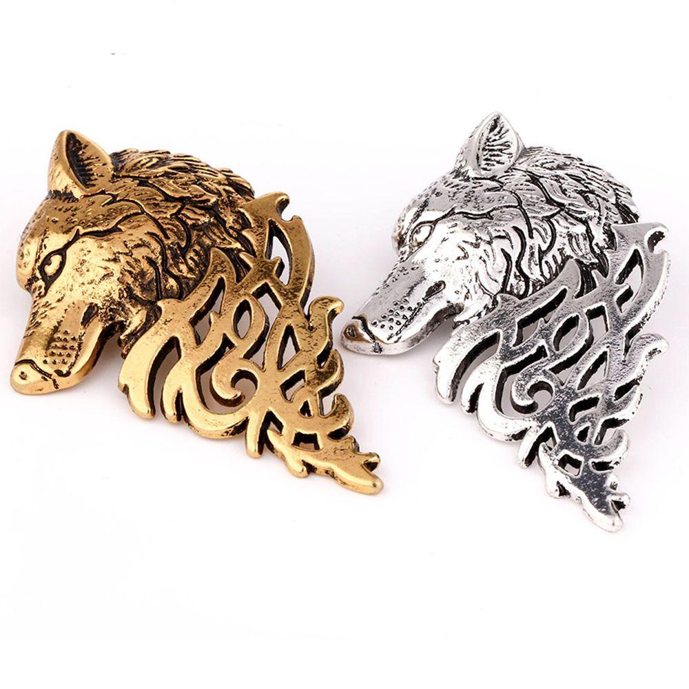 New Men Vintage Suit Collar Wolf Brooch Punk Lapel Badge Pin