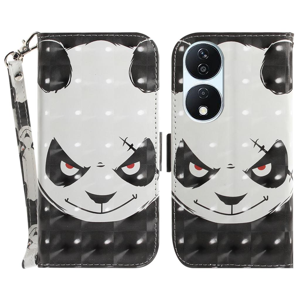 For Honor X7b 4G/90 Smart/Play 50 Plus 5G Cover 3D Pattern Printing Leather Stand Phone Case with Strap