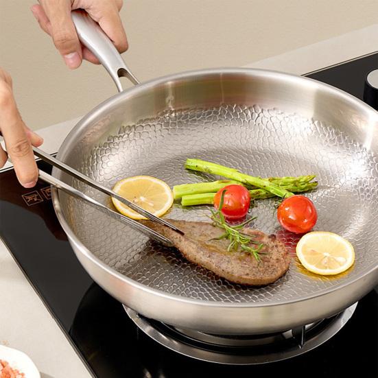 Titanium Frying Pan with Lid Scratch-Resistant Skillet Non-Stick Hammered Cookware for Gas Electric Induction Stoves Healthy Cooking Essential