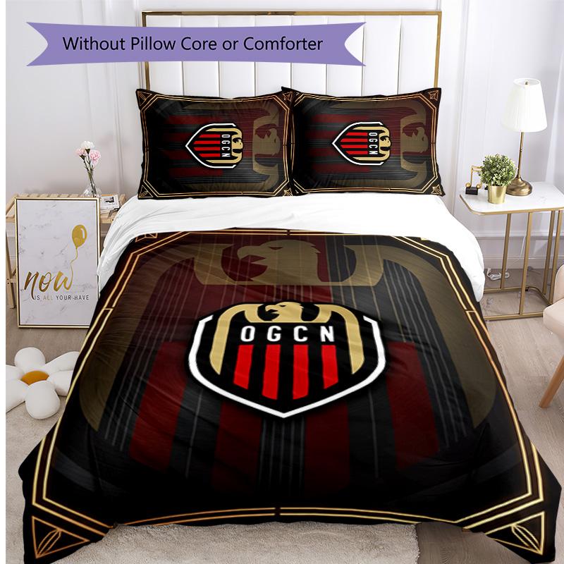 OGC Nice FC Printed 3PCS Bedding Set Breathable Duvet Cover with Pillowcases Decorative Bed Linen for Bedroom Home