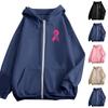 Women's Breast Sweatshirt Ribbon Breast Long Sleeve Hooded Pocket Casual Sweatshirt Jacket