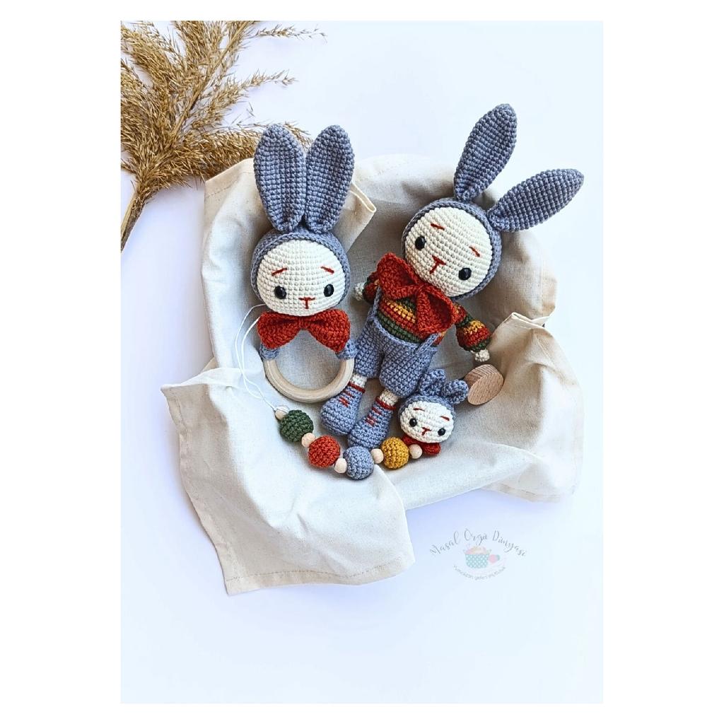 Amigurumi Rabbit Toy - Teether And Pacifier Chain/strap